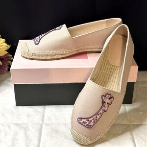 NEW Kate Spade ♠️ Rare Garden Giraffe Pale Vellum Espadrille Loafers Sz 8B w/Box